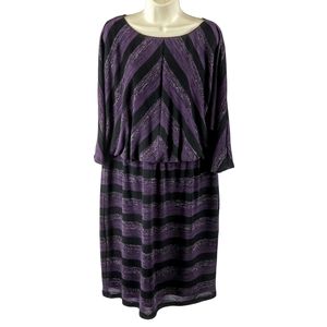 London Times Woman purple and black batwing sleeves dress